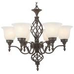 Six-Light Chandelier with Alabaster Glass