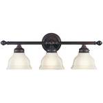 Three-Light Bathroom Fixture with Etched Glass