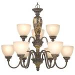 Two-Tier Chandelier with Caramelized Glass 