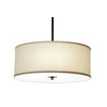Modern Three-Light Drum Pendant with Beige Shade