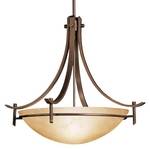 Pendant with Amber Marble-Glass Shade