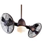 Wet Rated Ceiling Fan with Twin Turbofans and Light Kit
