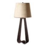 dark mocha metal lamp with suede lampshade