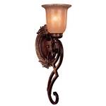 Sconce with Amber Glass and Scroll Detailing