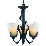 Three-Light Convertible Ceiling Fixture with Amber Glass