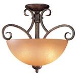 Semi-Flush Ceiling Fixture with Amber Glass