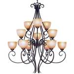 Twelve-Light Chandelier with Amber Glass