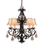 Ornate Five-Light Chandelier with Leaf and Crystal Accents