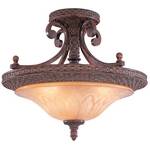 Semi-Flush Ceiling Fixture with Amber Glass