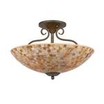 Four-Light Mosaic Semi-Flush Ceiling Fixture