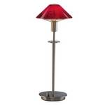 Halogen Table Lamp with Red Glass Shade