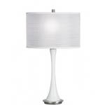 Modern White Glass Table Lamp with Pleated White Shade