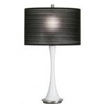 Modern White Glass Table Lamp with Pleated Black Shade
