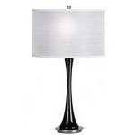 Modern Black Glass Table Lamp with Pleated White Shade