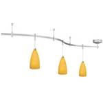 Three-Light Pendant Rail Kit with Amber Glass