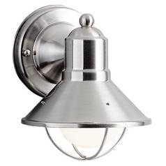 Seaside 7.50-Inch Outdoor Wall Light in Brushed Nickel by Kichler Lighting