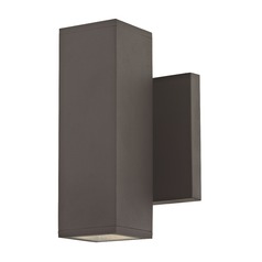 LED Square Cylinder Outdoor Wall Light Up / Down Bronze 3000K