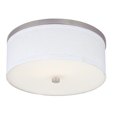 15-Inch Satin Nickel Flushmount Ceiling Light with White Drum Shade
