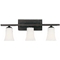 Three-Light Bathroom Fixture with White Glass