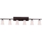Six-Light Bathroom Fixture with White Glass