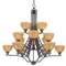 Fifteen-light three-tier chandelier