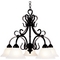 Landmark Lighting, Inc. Chandelier with White Glass in Matte Black Finish 245-BK