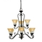 Quoizel Lighting Chandelier with Brown Glass in Palladian Bronze Finish DH5009PN