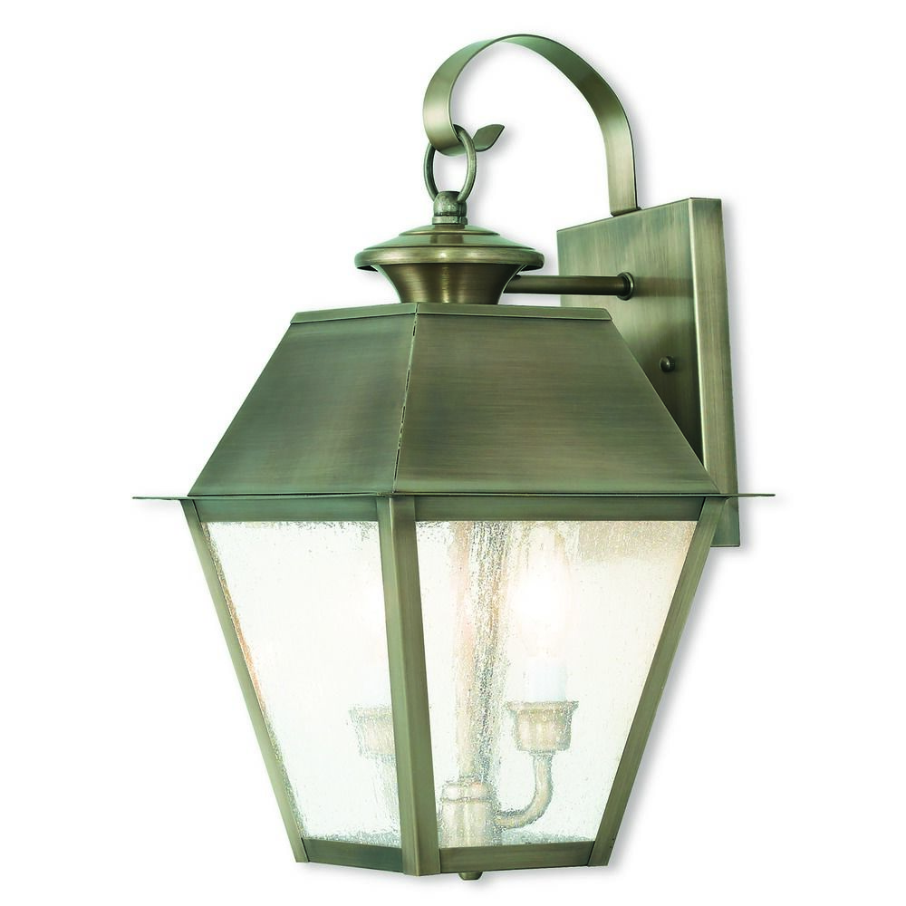 Seeded Glass Outdoor Wall Light Pewter Livex Lighting