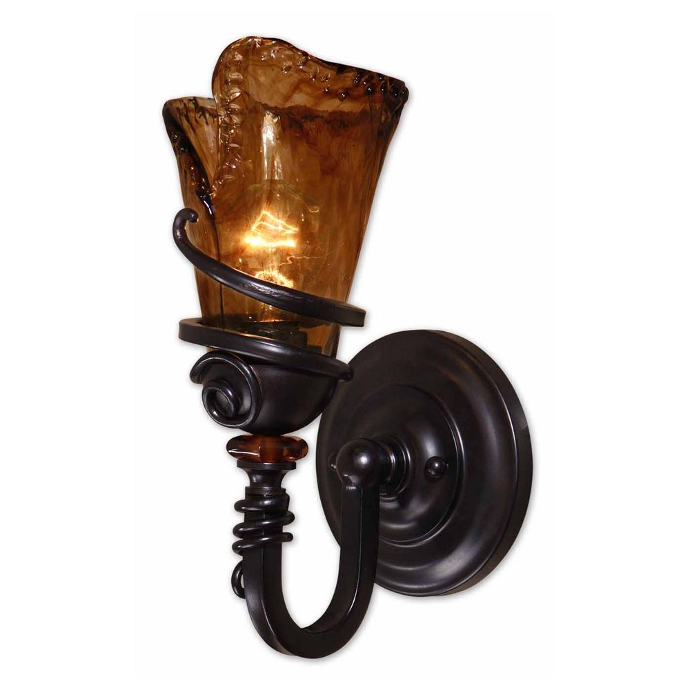 Sconce Wall Light with Art Glass in Oil Rubbed Bronze Finish 22481 Destination Lighting