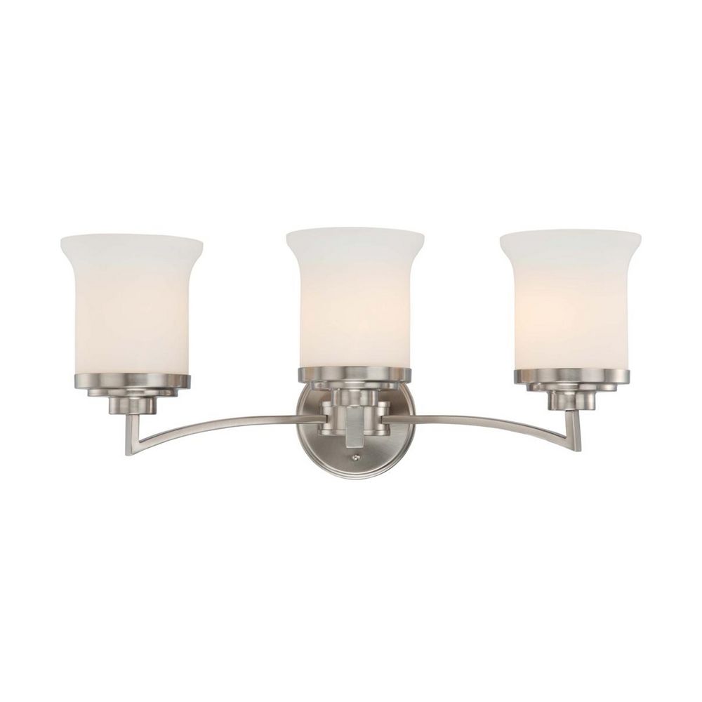 Modern Bathroom Light with White Glass in Brushed Nickel Finish 60/4103 Destination Lighting