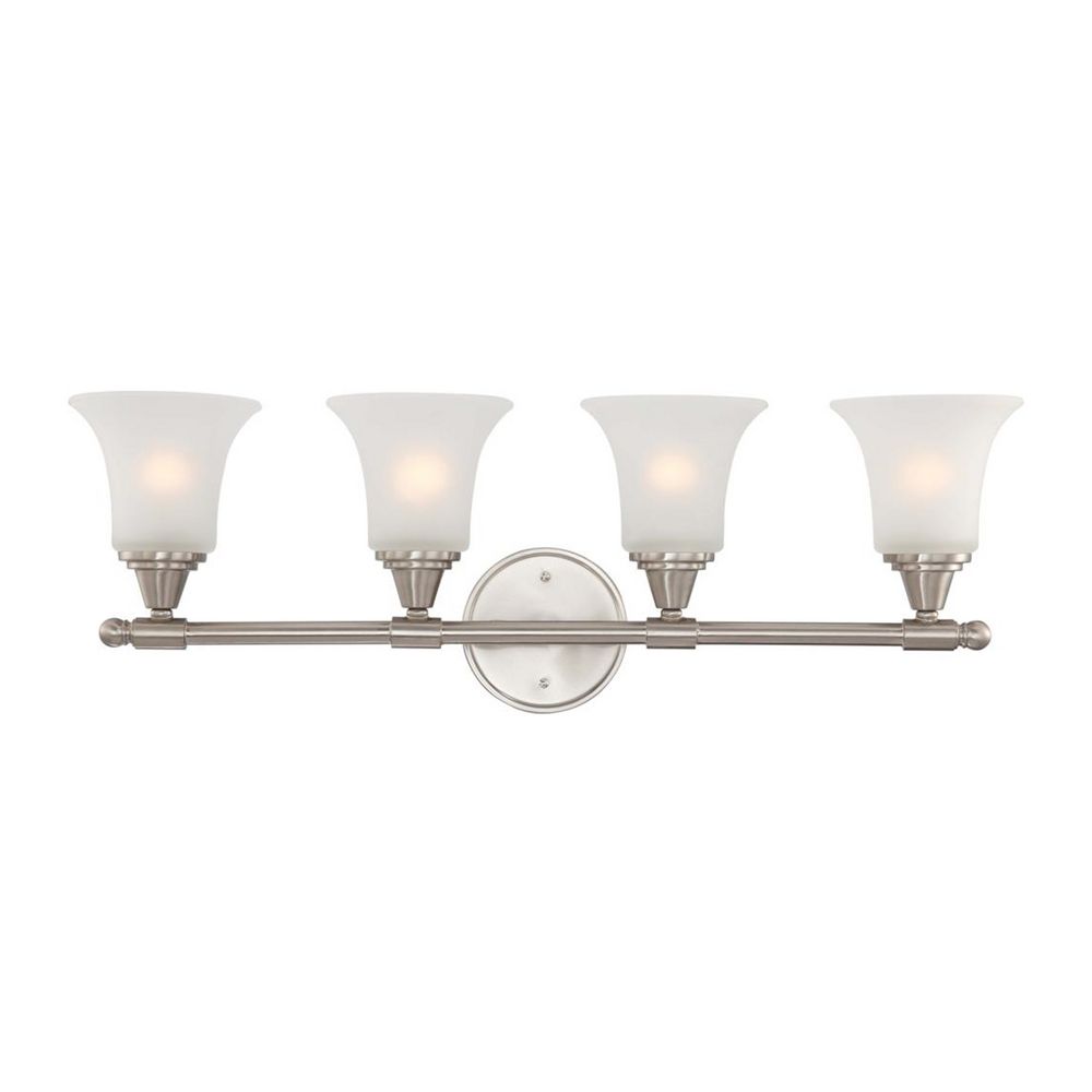 Modern Bathroom Light with White Glass in Brushed Nickel Finish 60/4144 Destination Lighting