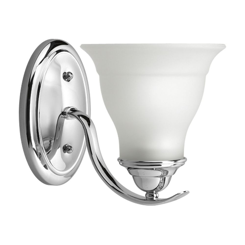 Progress Sconce Wall Light with White Glass in Chrome Finish P3190-15 Destination Lighting