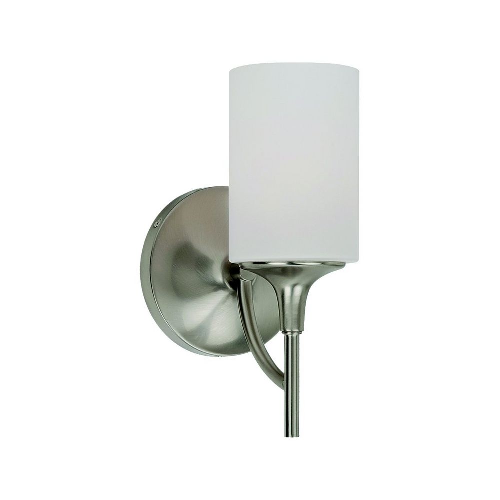 Modern Sconce Wall Light with White Glass in Brushed Nickel Finish 44952-962 Destination ...