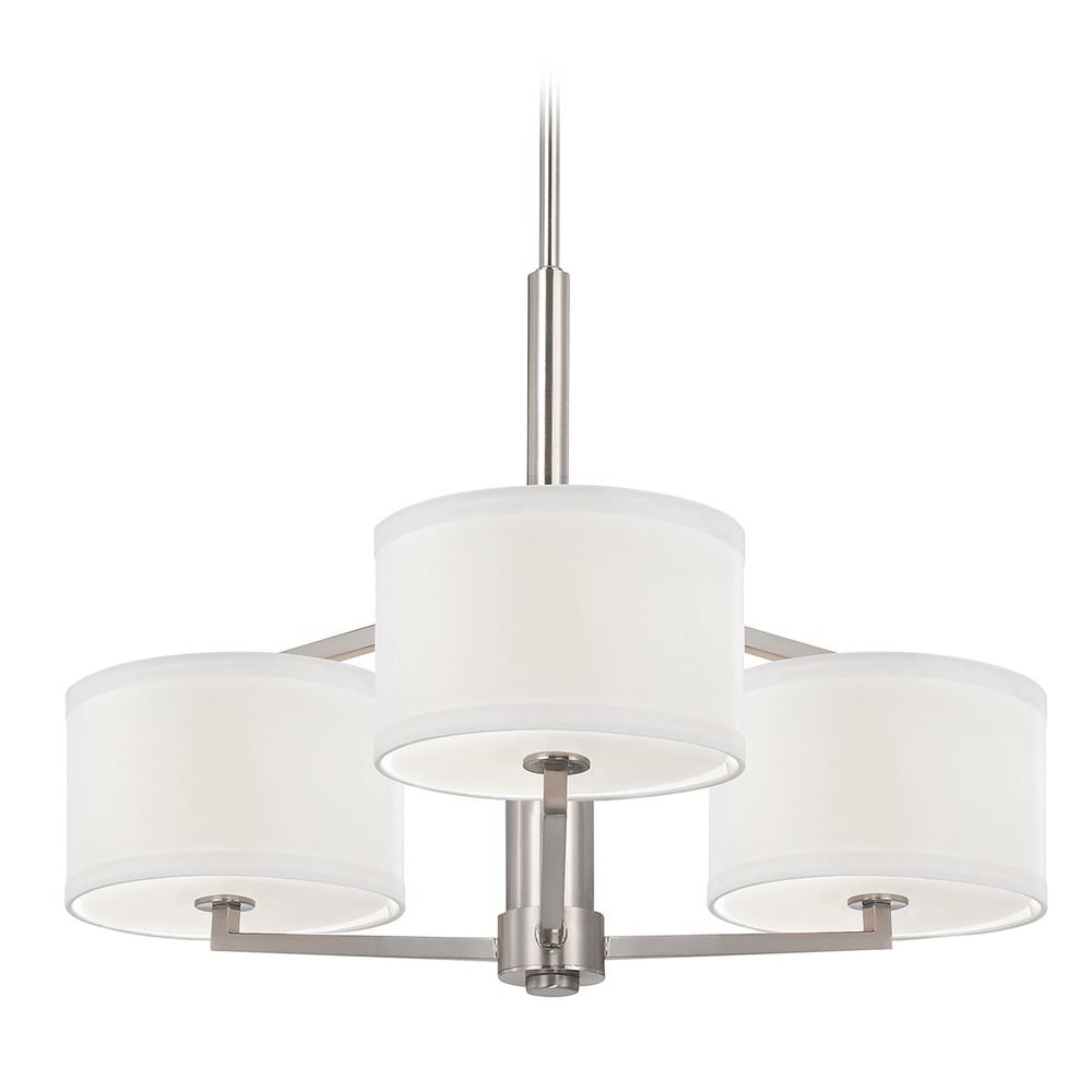 Dolan Designs 3 Light Chandelier With Drum Shade In Satin Nickel Image