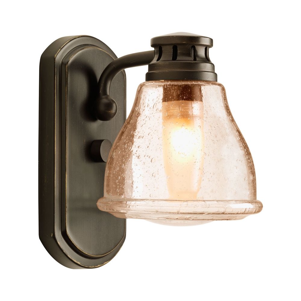 Progress Sconce Wall Light with Brown Glass in Antique Bronze Finish P2810-20WB Destination ...