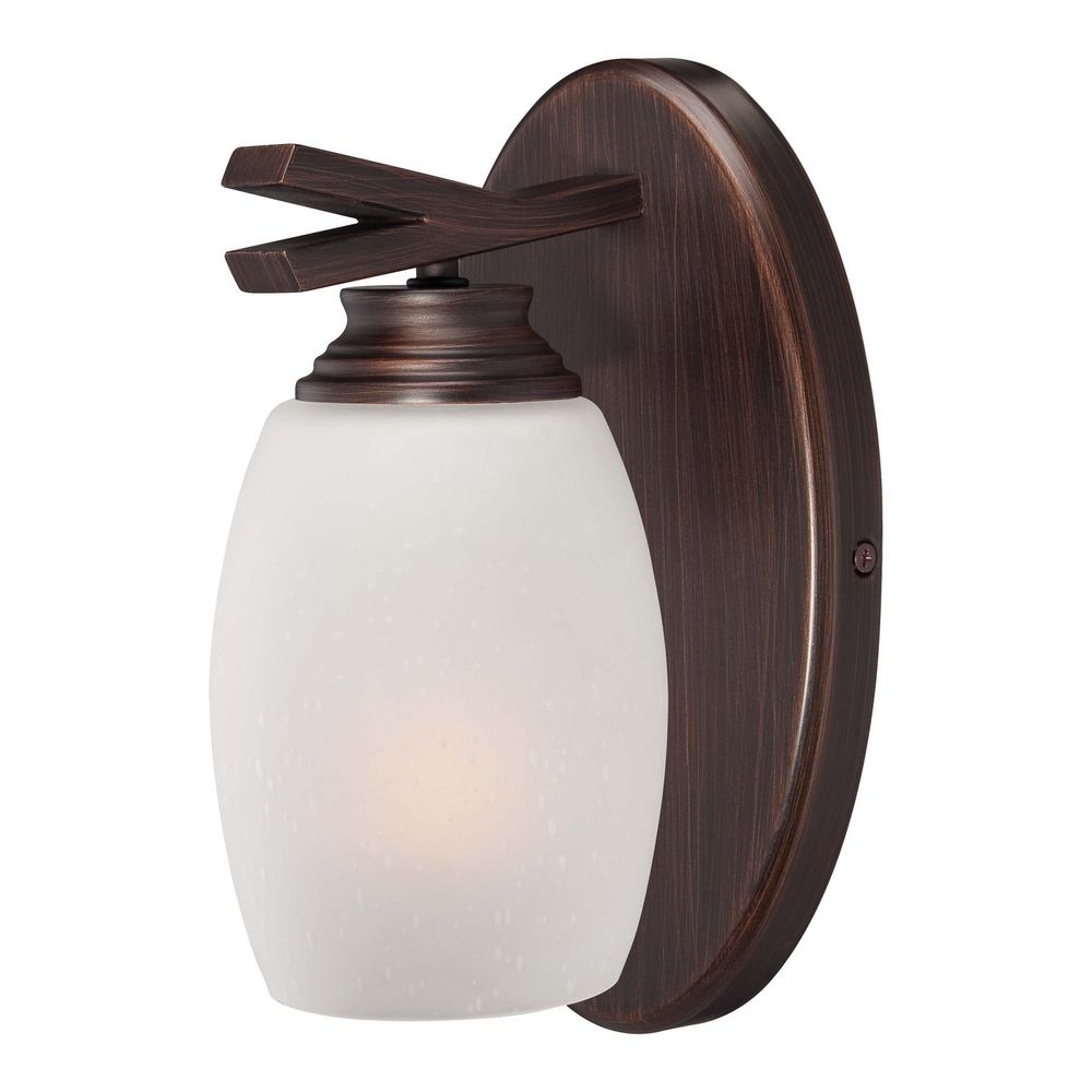 Sconce Wall Light with White Glass in Dark Brushed Bronze Finish 6951-267B Destination Lighting
