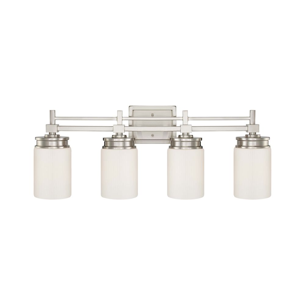 Modern Bathroom Light with White Glass in Brushed Nickel Finish 60/4704 Destination Lighting