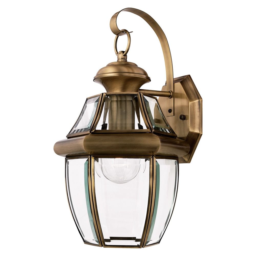 Quoizel Newbury Antique Brass Outdoor Wall Light NY8316AFL Destination Lighting