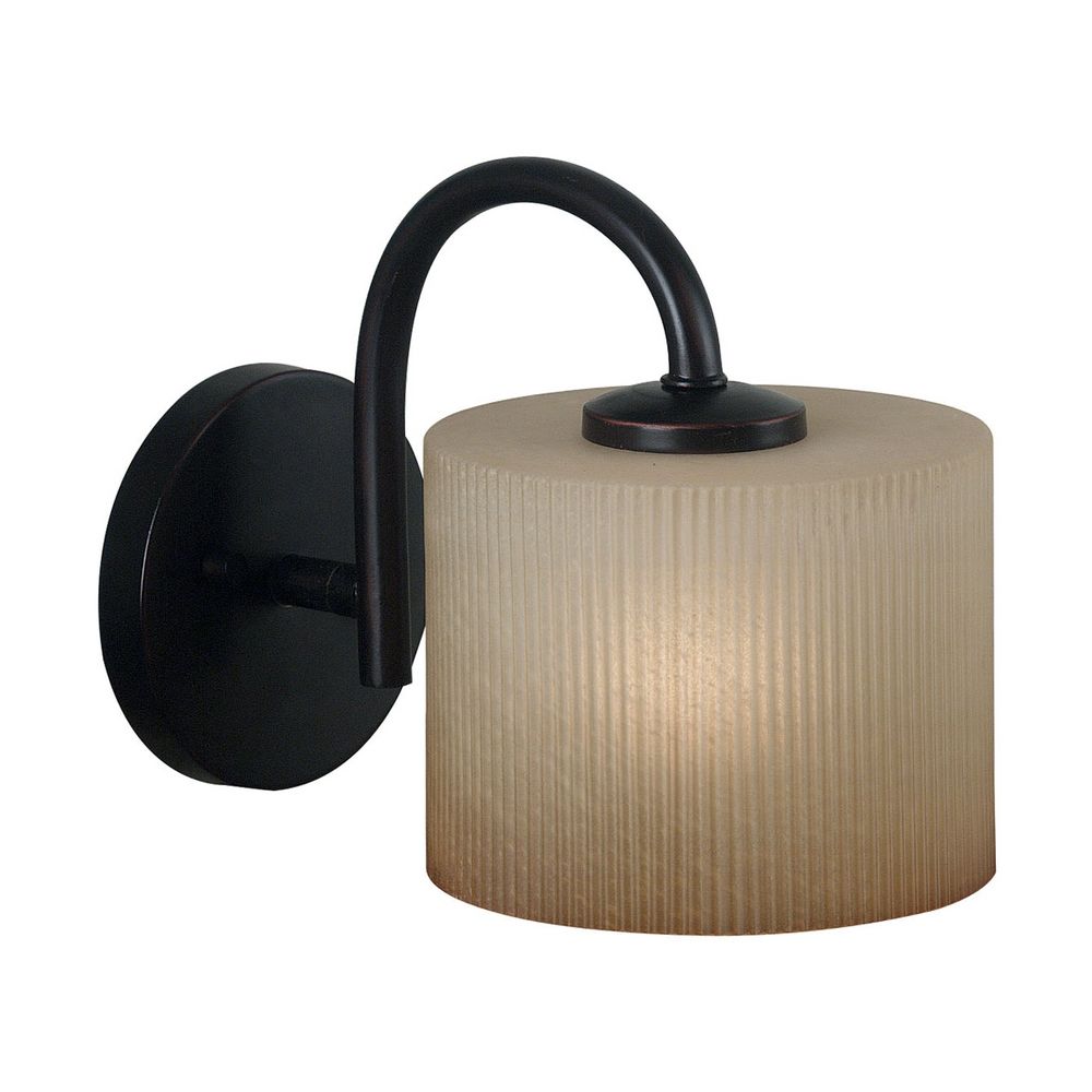 Modern Sconce Wall Light with Amber Glass in Oil Rubbed Bronze Finish 80331ORB Destination ...
