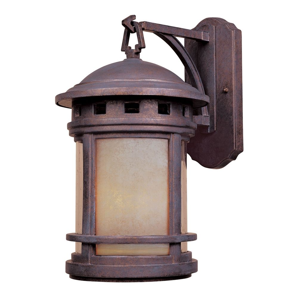 Outdoor Wall Light with Amber Glass in Mediterranean Patina Finish 2391-AM-MP Destination ...