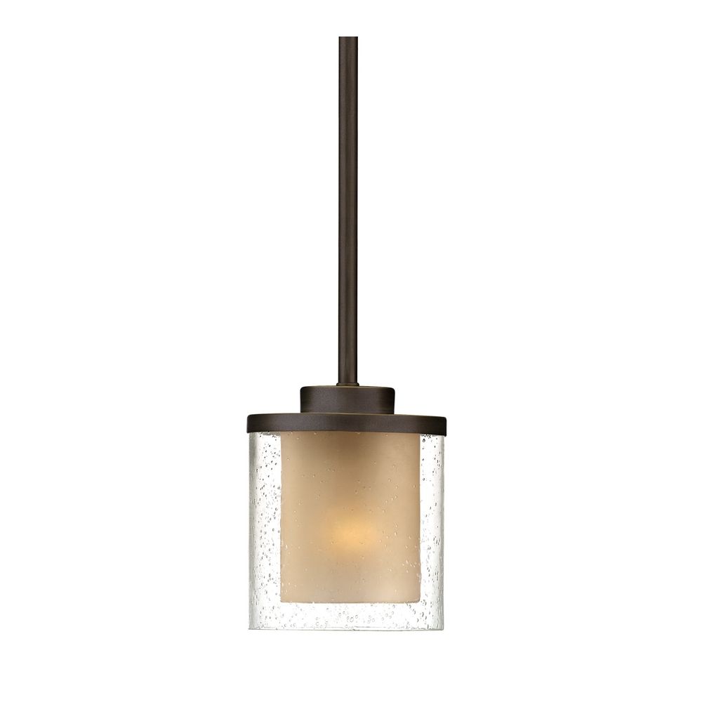 Modern Mini Pendant Light With Amber Glass