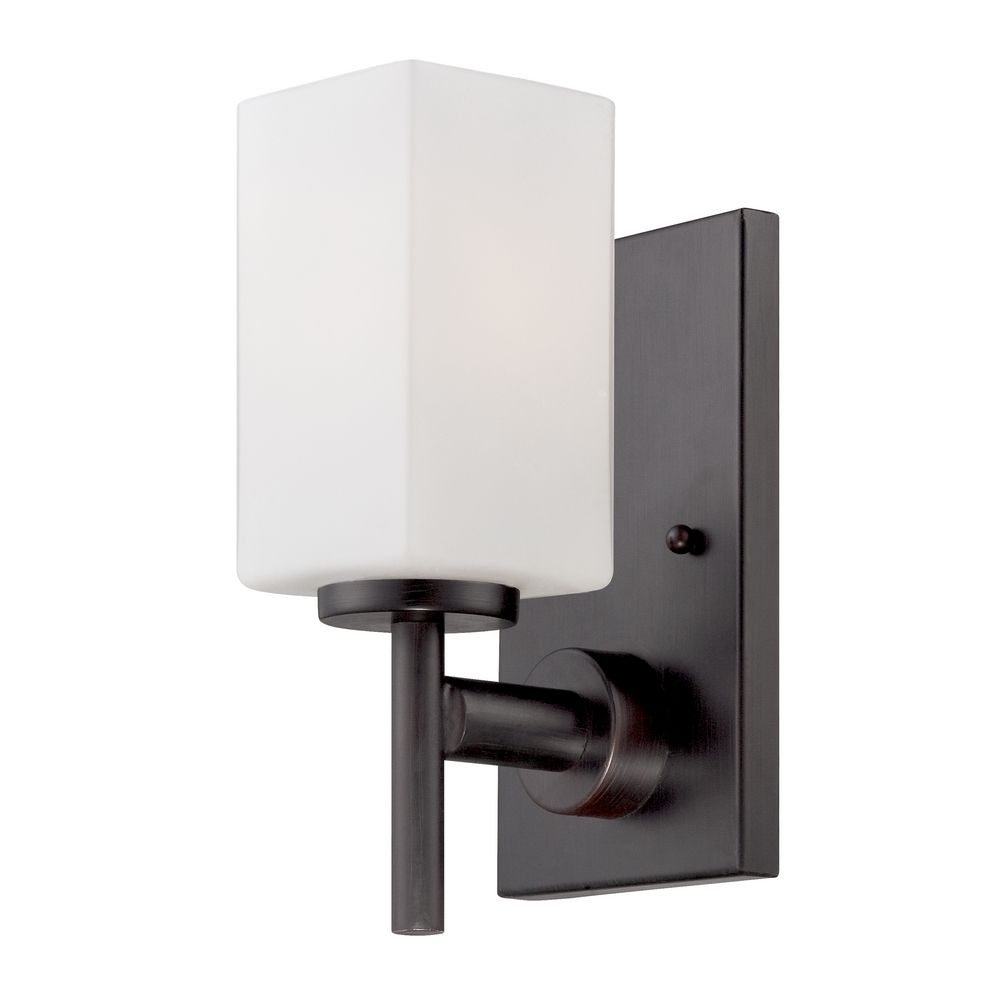 Modern Sconce Wall Light with White Glass in Biscayne Bronze Finish 6731-BBR Destination ...