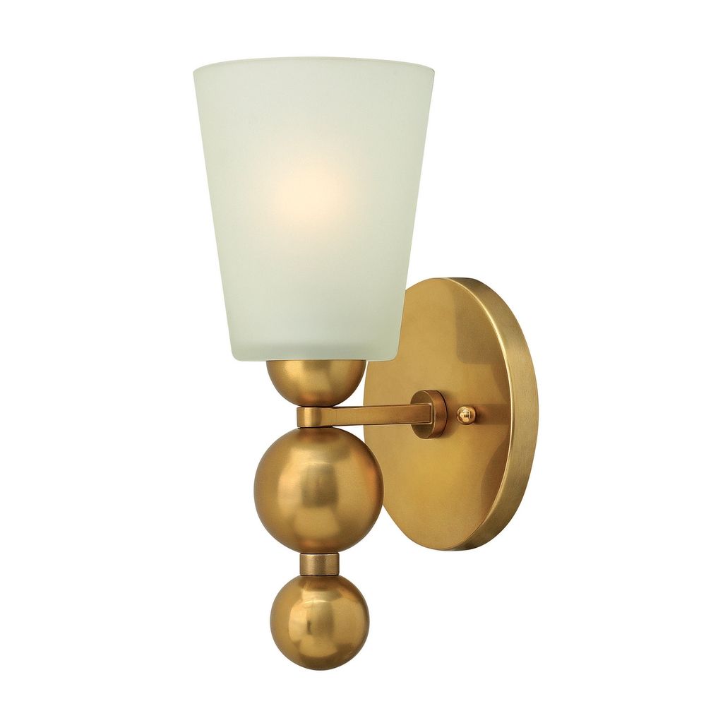 Wall Sconce with White Glass in Vintage Brass Finish 3440VS Destination Lighting