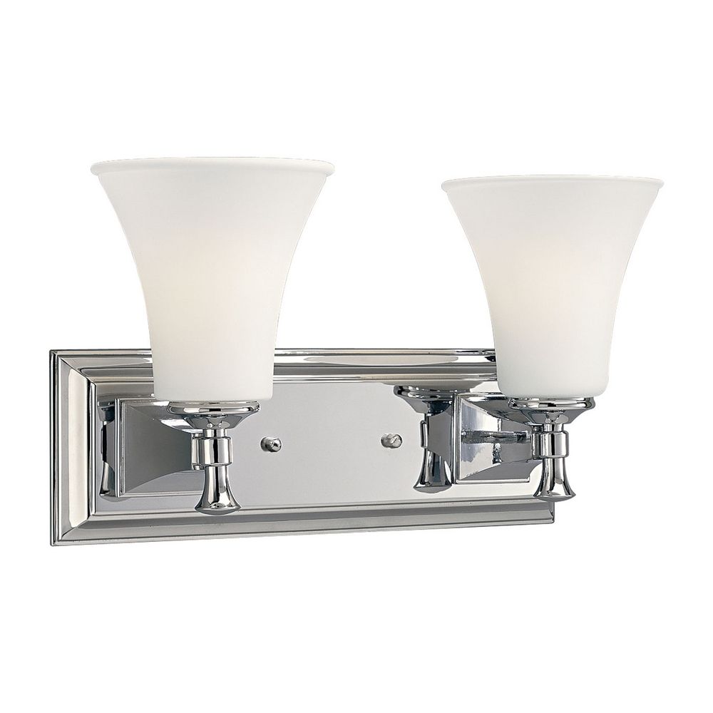 Progress Bathroom Light with White Glass in Chrome Finish P3132-15 Destination Lighting