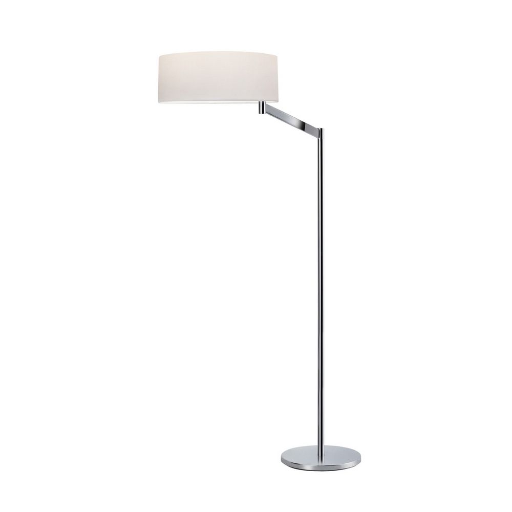 Modern Swing Arm Lamp with White Shade in Polished Chrome Finish 7083