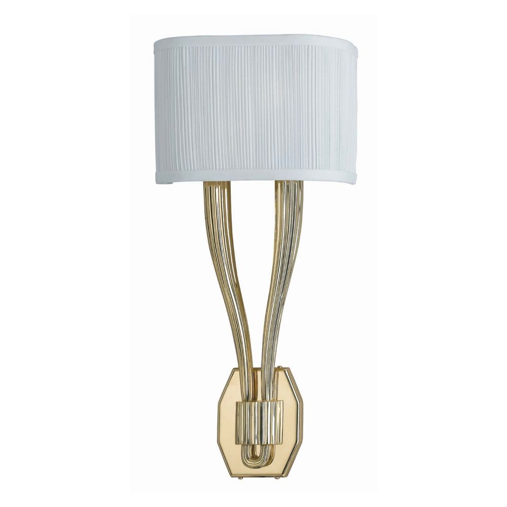 Sconce Wall Light with White Shades in Polished Brass Finish 582-PB Destination Lighting