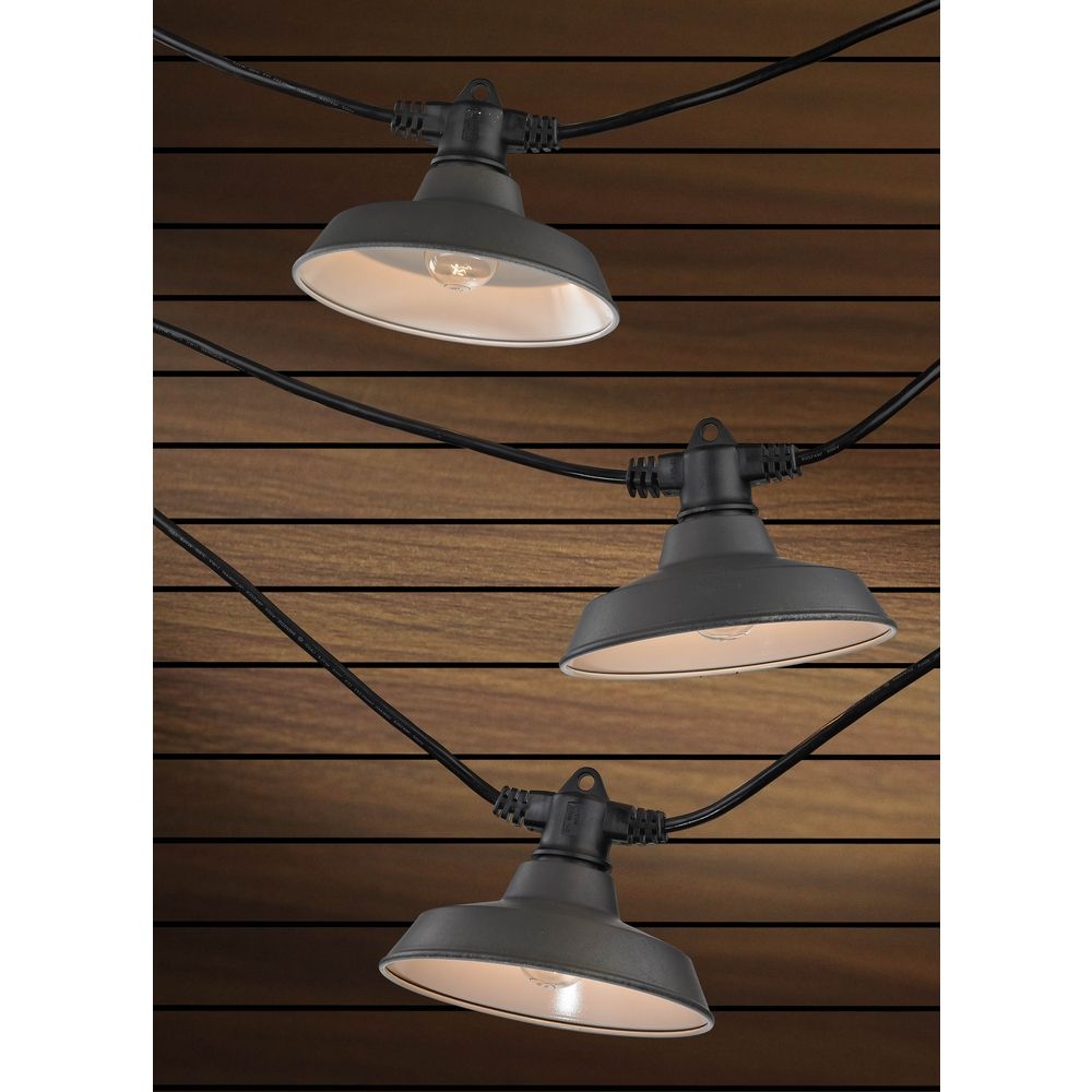 7-Light Outdoor String Light with Bronze RLM Shades - 35 Feet Long 357 S358-EBZ Destination ...