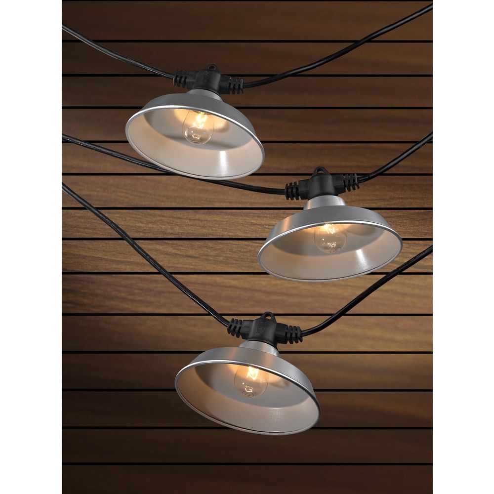 7-Light Outdoor String Light with Galvanized RLM Shades - 35 Feet Long 357 S358-GP ...