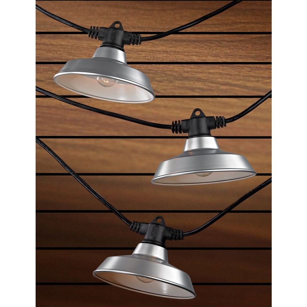 7-Light Outdoor String Light with Galvanized RLM Shades - 35 Feet Long 357 S358-GP ...