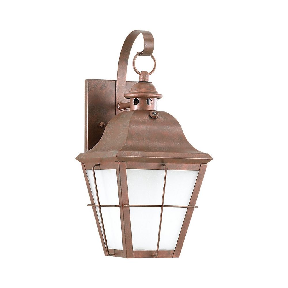 Outdoor Wall Light with White Glass in Weathered Copper Finish 89062BLE-44 Destination Lighting